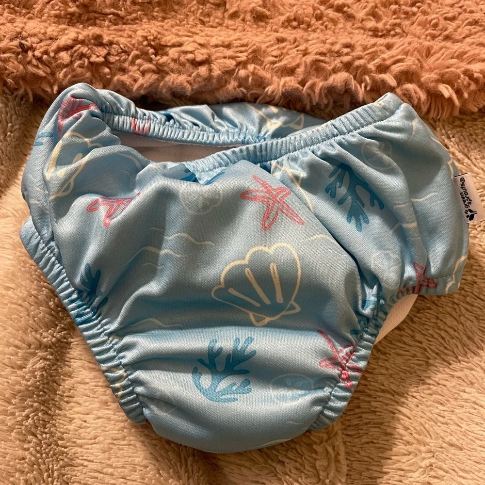 NWOT Green Sprouts Blue Seashell Kids Reusable Swim Diaper